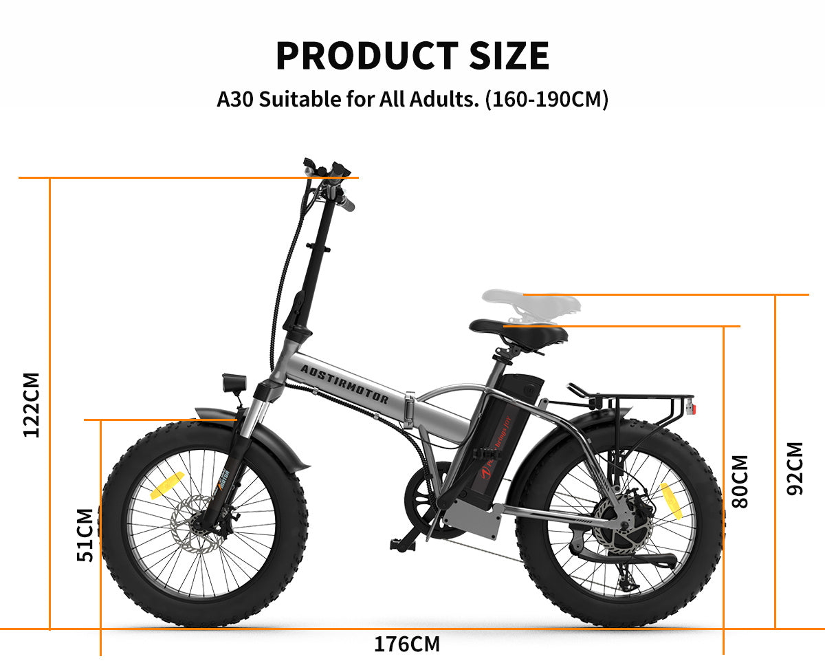 20x4.0 Inch Foldable Fat Tire Electric Bike - 48V 12.5AH Extended Range
