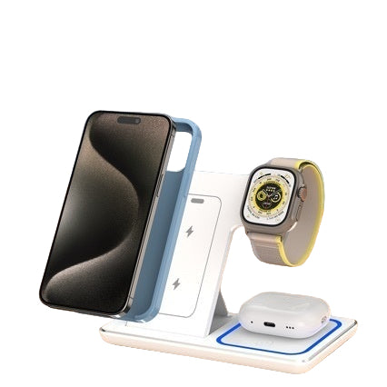 3-in-1 Wireless Charging Station - 15W Fast Charger for iPhone, Apple Watch & AirPods