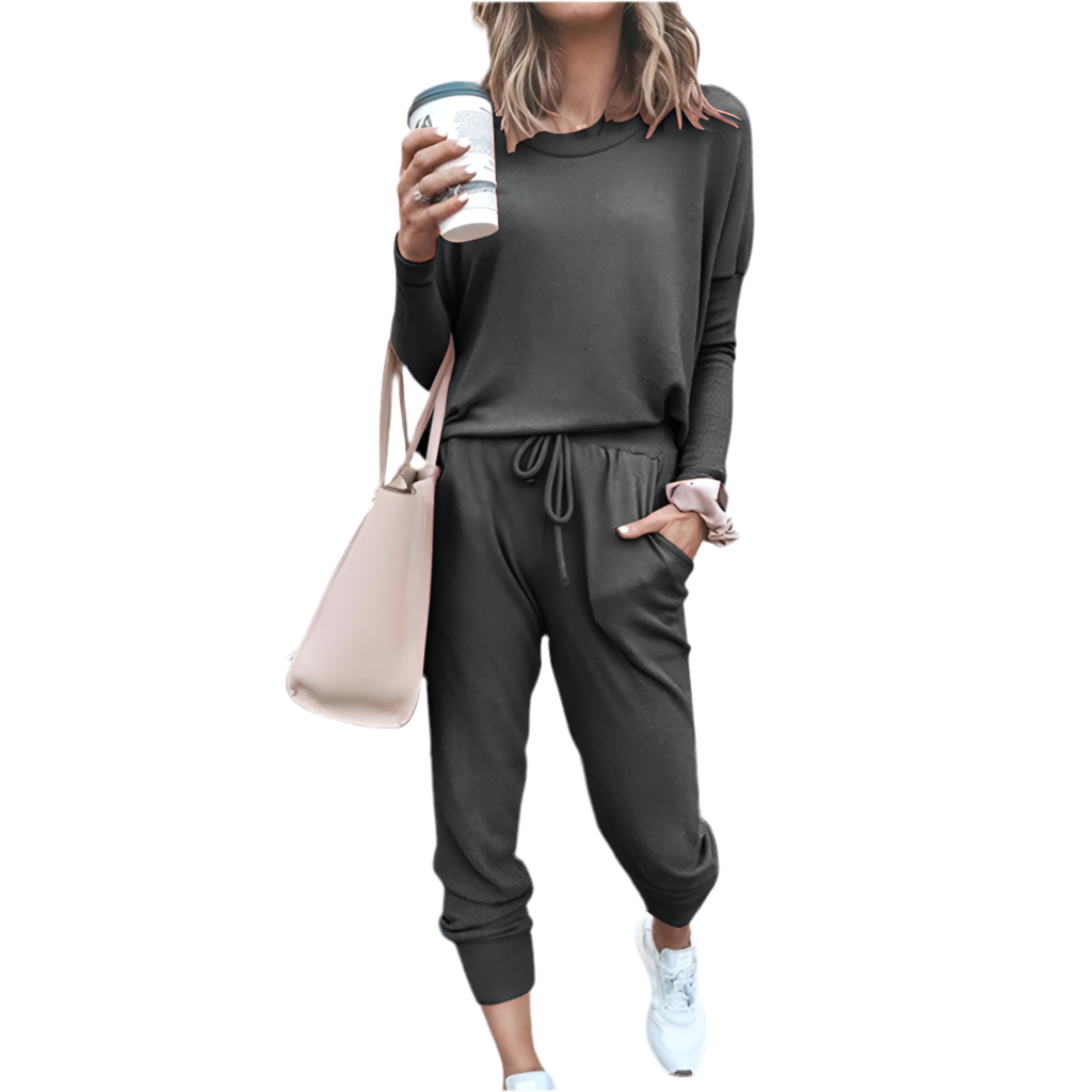 Women's Tracksuit Set - Long Sleeve Top & Drawstring Pants