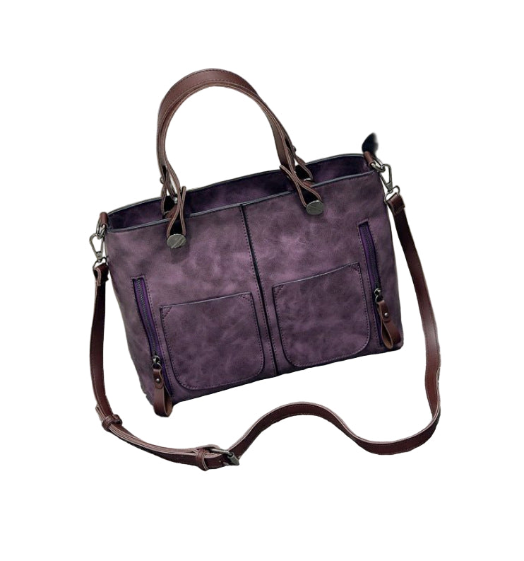 Women's Large Capacity Retro Tote Bag - Crossbody Handbag