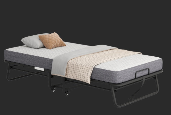 Folding Bed With Mattress Foam Mattress All Steel Pipe Frame