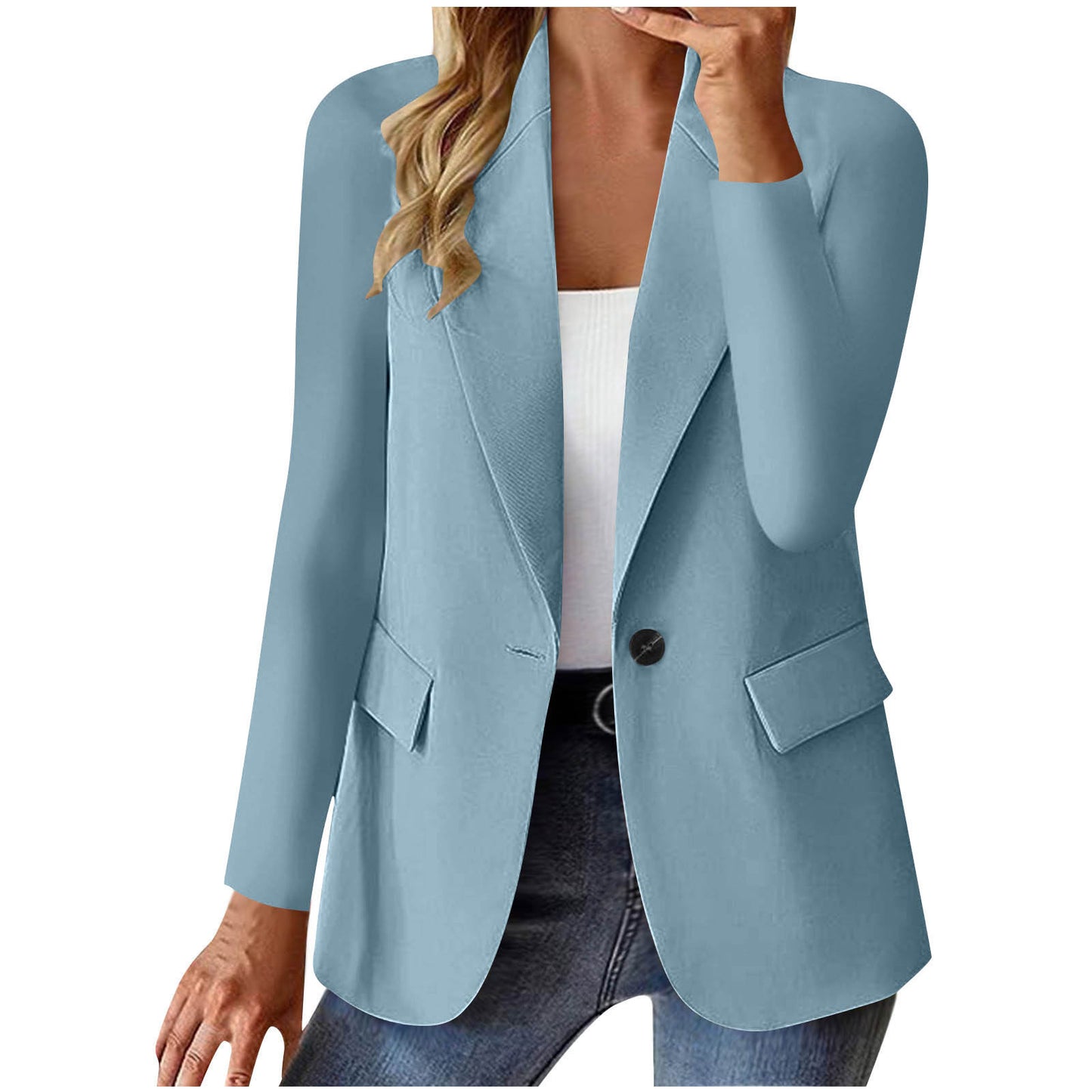 Women's Casual Button Lapel Blazer Jacket