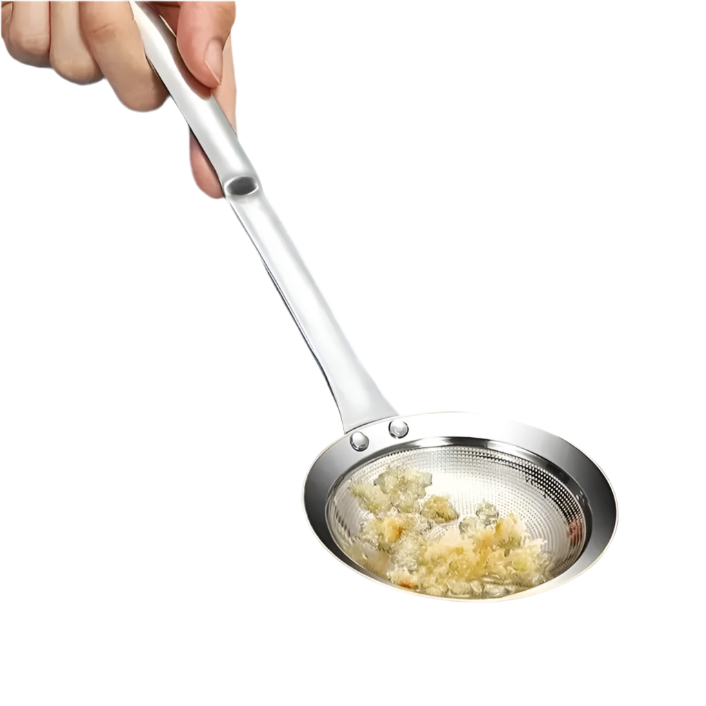 Stainless Steel Oil Strainer Spoon - Fine Mesh Kitchen Tool