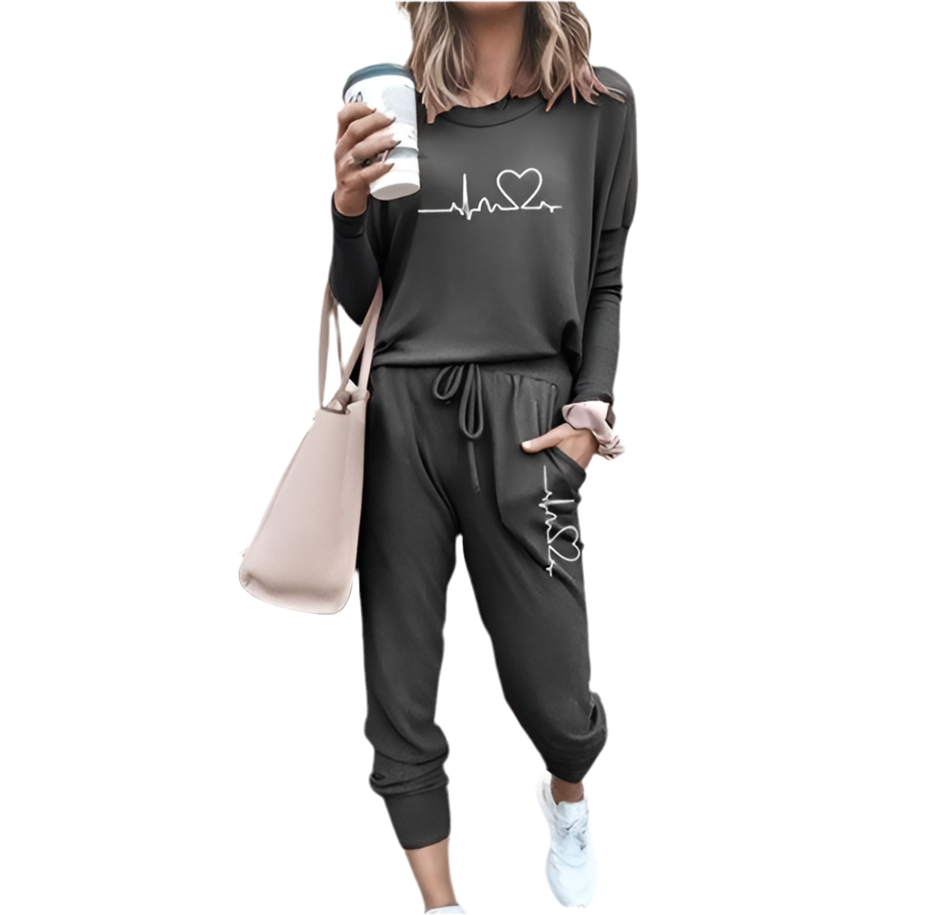 Women's Tracksuit Set - Long Sleeve Top & Drawstring Pants