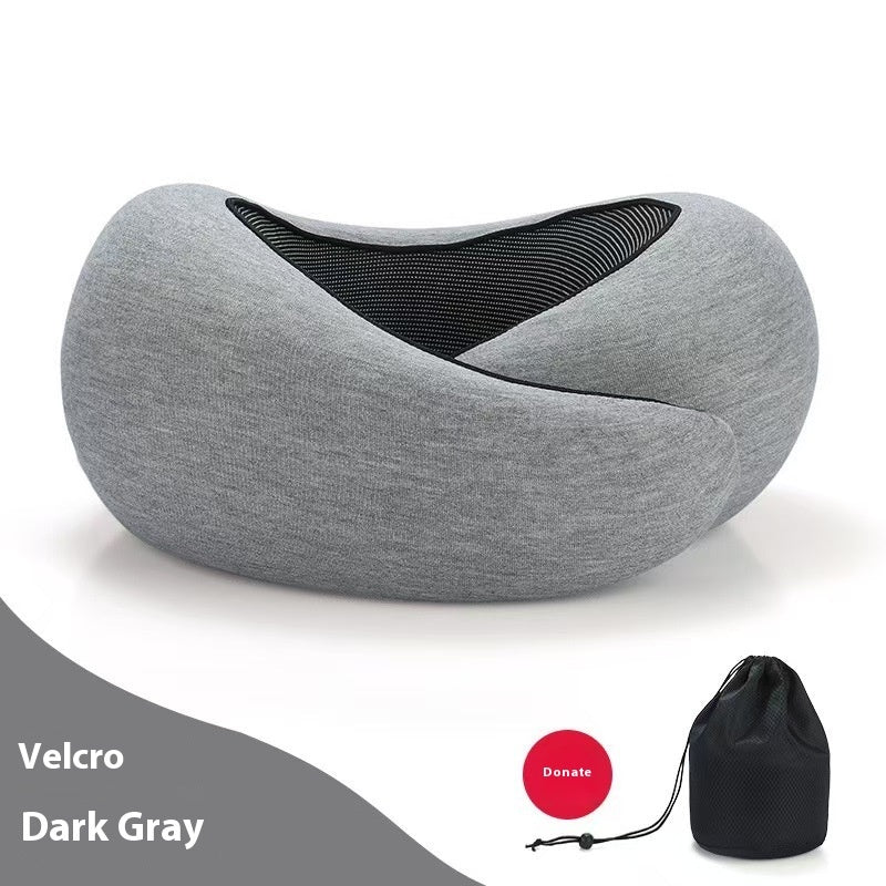 Memory Foam Travel Neck Pillow - U-Shape Adjustable Support for Airplane Car Office