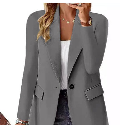 Women's Casual Button Lapel Blazer Jacket