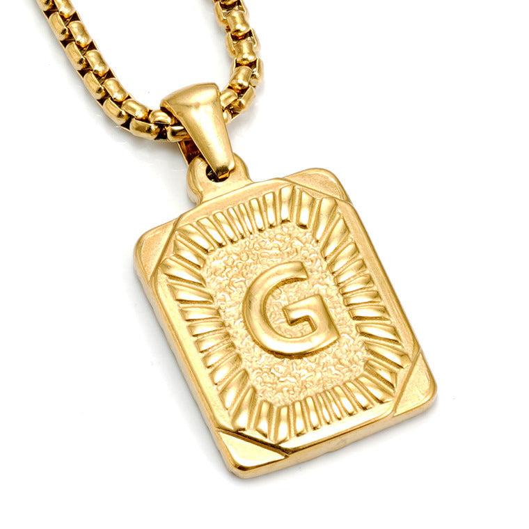 Men's Gold-Plated Stainless Steel Letter Pendant Necklace