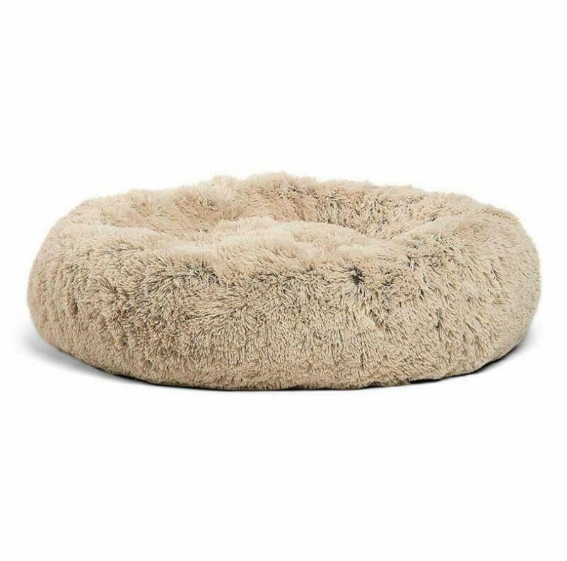 Round Plush Dog Bed - Calming Pet Nest for Small Dogs & Cats