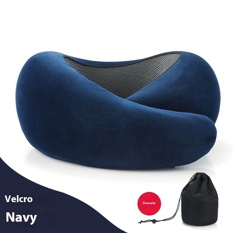 Memory Foam Travel Neck Pillow - U-Shape Adjustable Support for Airplane Car Office