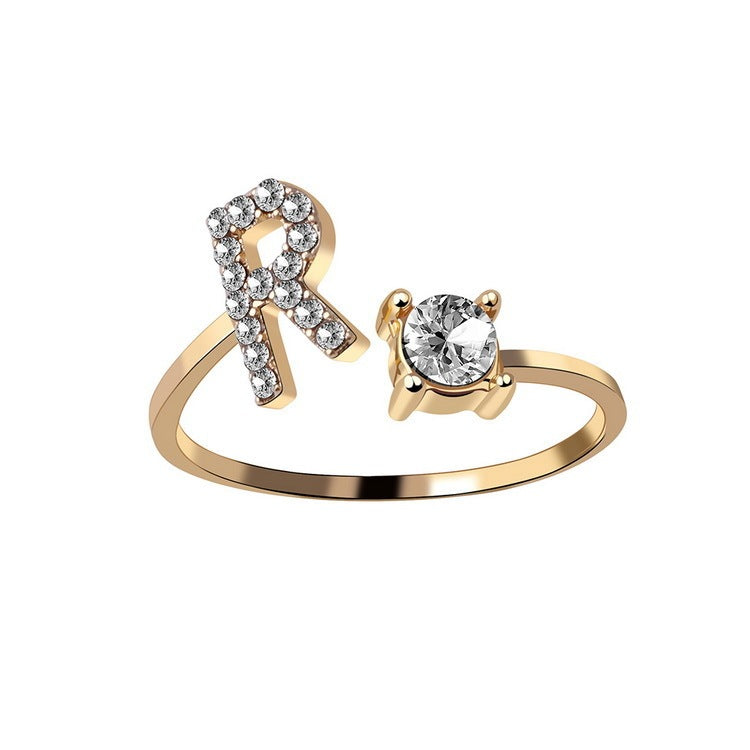Adjustable Initial Letter Ring - 26 Letters Available