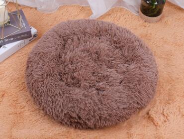 Round Plush Dog Bed - Calming Pet Nest for Small Dogs & Cats