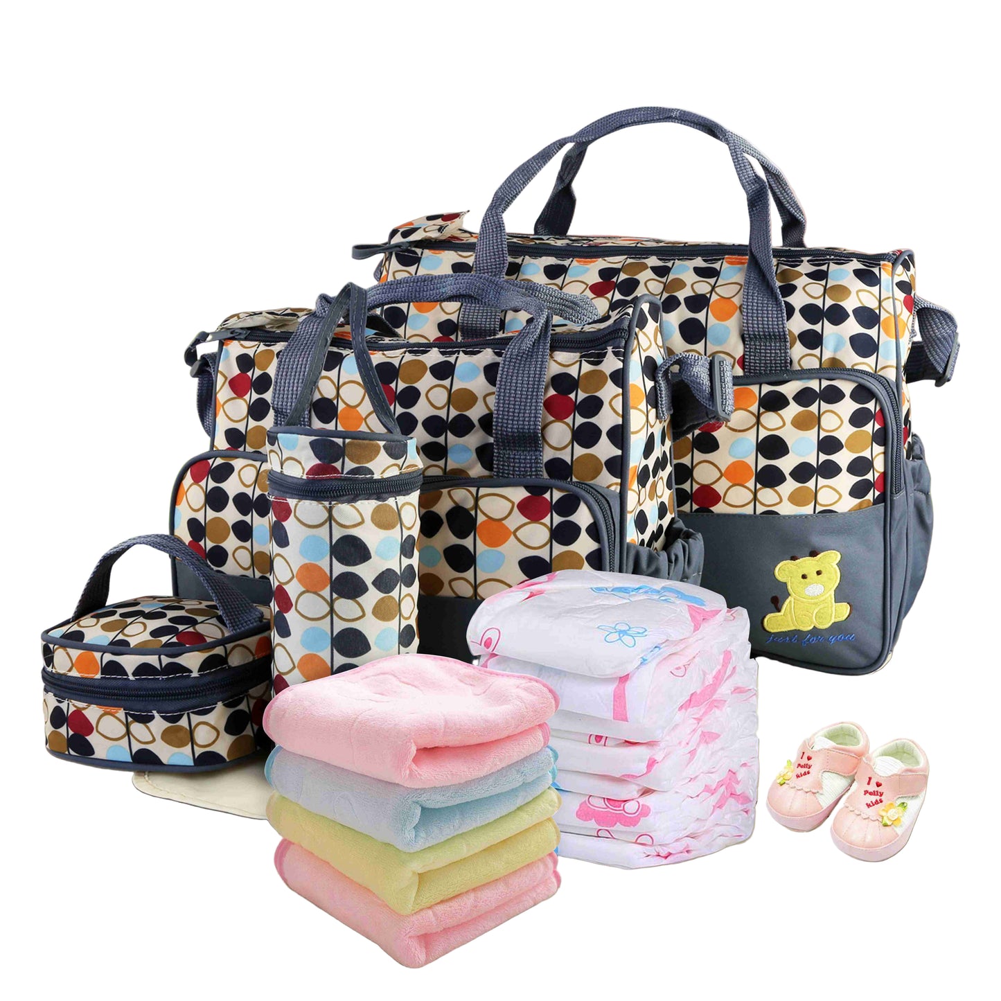 5-Piece Baby Diaper Bag Set - Travel Tote with Changing Pad & Insulated Pockets