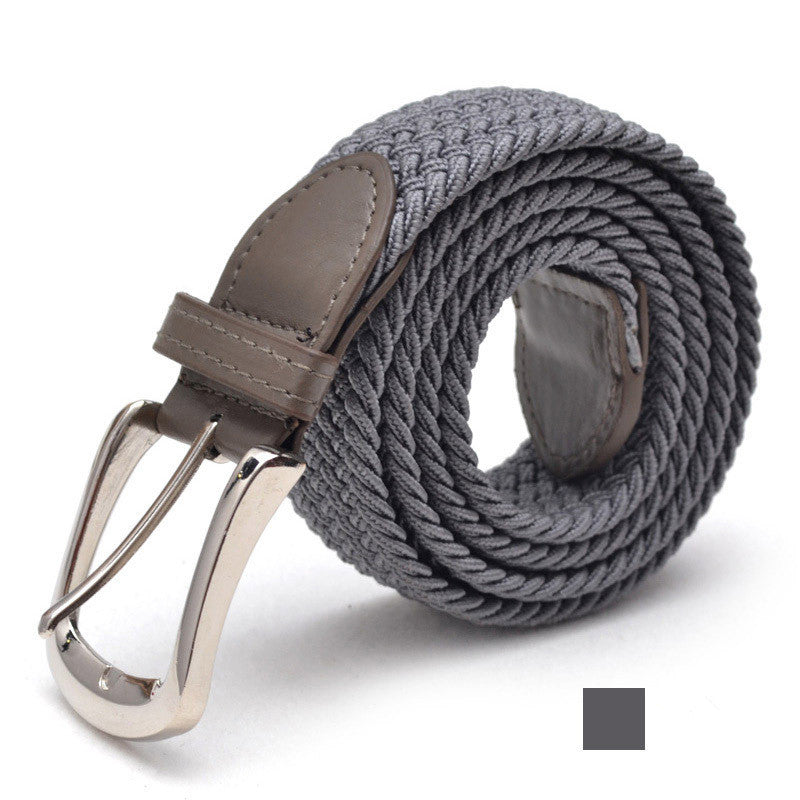 Unisex Braided Elastic Belt - Stretch Canvas Belt for Men & Women
