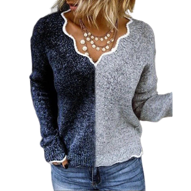 Women's V-Neck Long Sleeve T-Shirt - Casual Printed Top