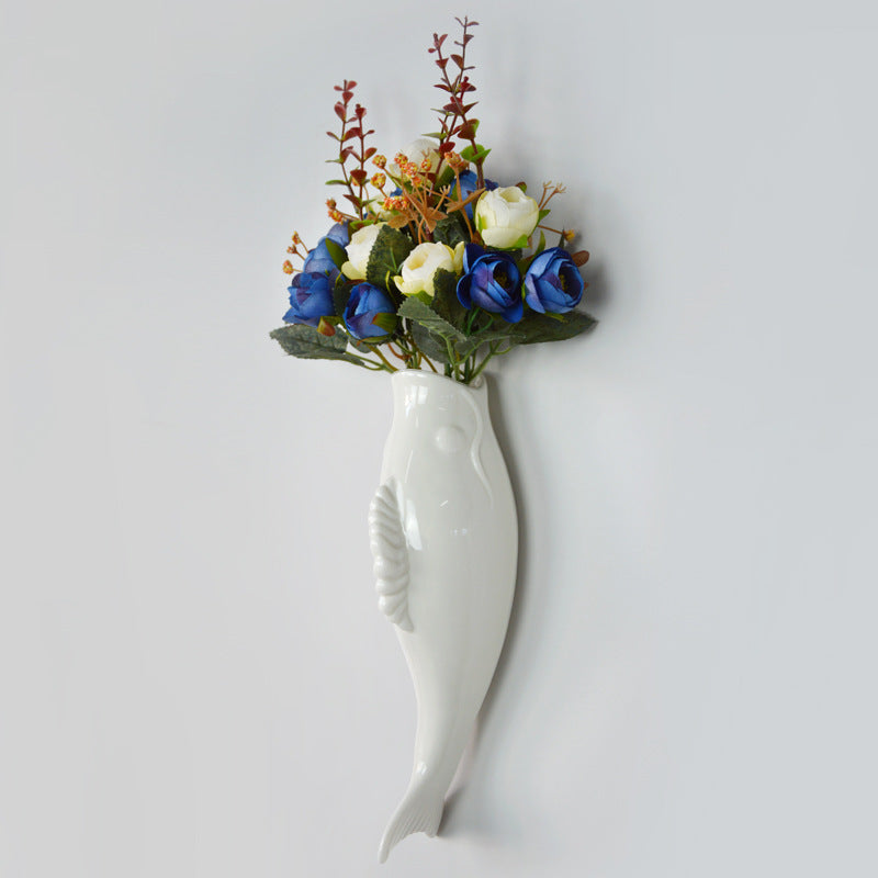 Modern Ceramic Goldfish Wall Vase - 3D Wall Decoration
