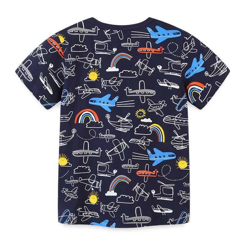 Boys Summer Cartoon T-Shirt - Cotton Print Top for Kids
