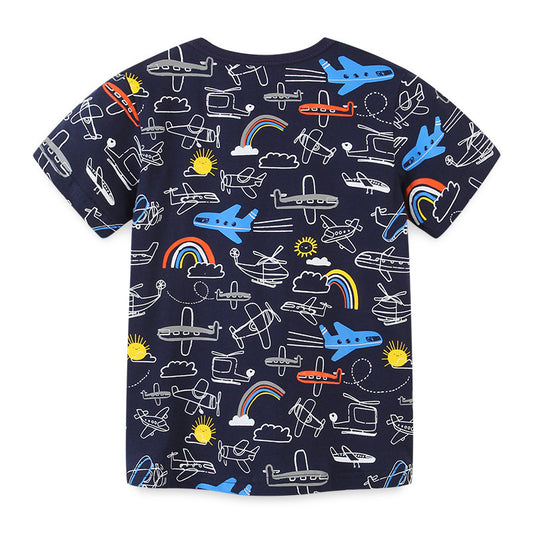 Boys Summer Cartoon T-Shirt - Cotton Print Top for Kids