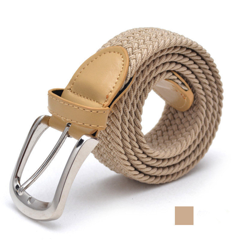 Unisex Braided Elastic Belt - Stretch Canvas Belt for Men & Women
