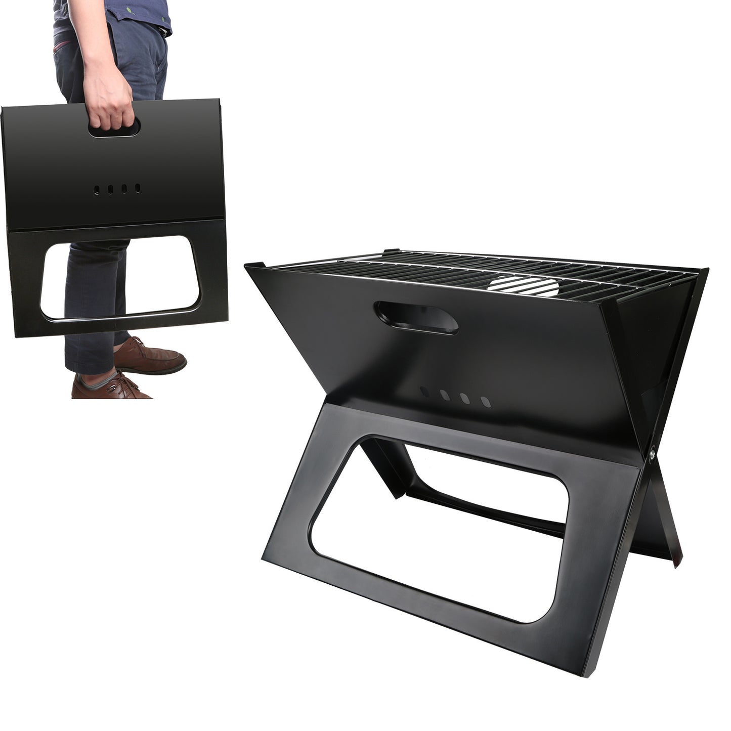 Portable BBQ Charcoal Grill - Foldable Camping Barbecue