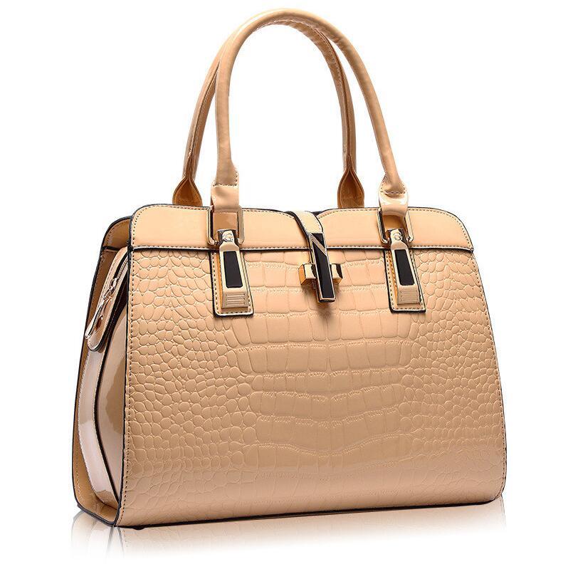 Women's Designer Handbag - Luxury Crocodile Pattern Tote Bag