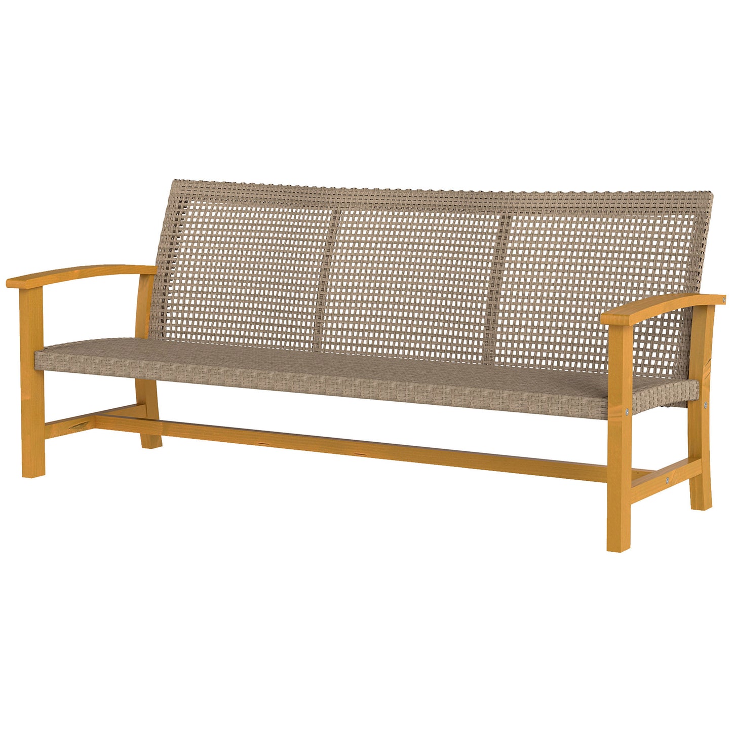 3-Seat Wicker Outdoor Patio Sofa - Teak