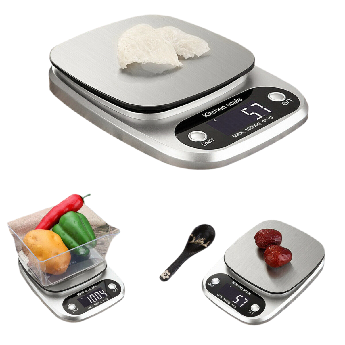 Digital Kitchen Scale 22lbs - Stainless Steel Food Scale