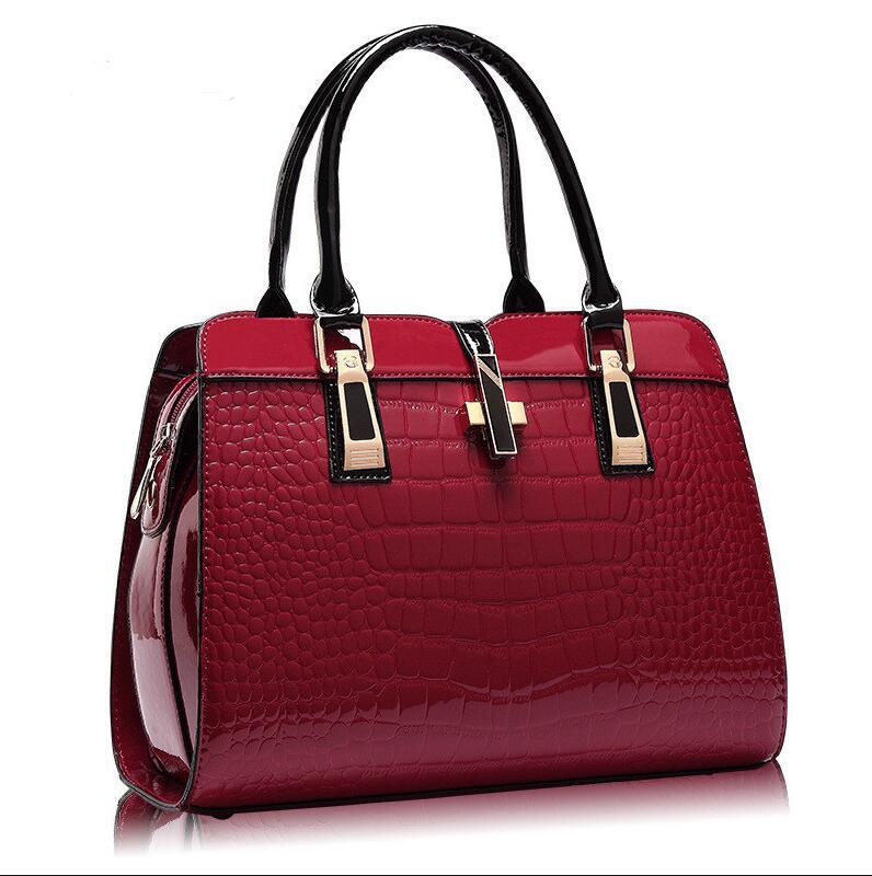 Women's Designer Handbag - Luxury Crocodile Pattern Tote Bag