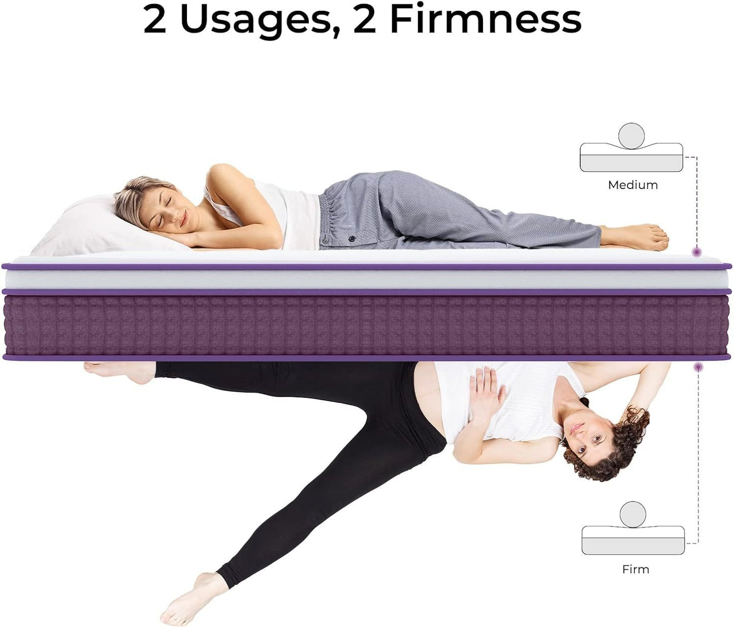 Full Hybrid Mattress - 12 Inch Medium Soft with Motion Isolation
