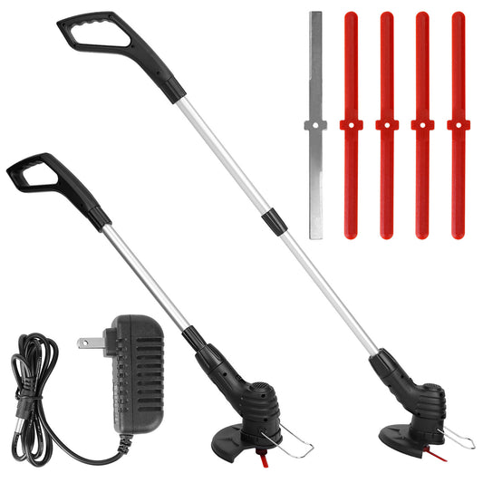 1Pc Electric Cordless Grass Trimmer Rechargeable Extendable With 5 Blades 1 Battery