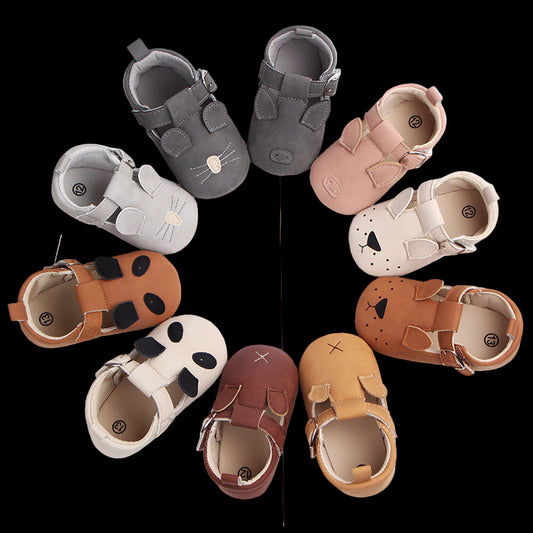 cartoon animal baby shoes matte leather non-slip soft bottom baby shoes