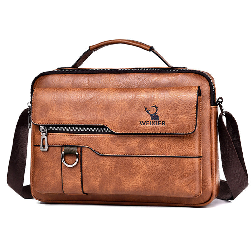 Men's PU Leather Messenger Bag - Retro Business Crossbody Bag