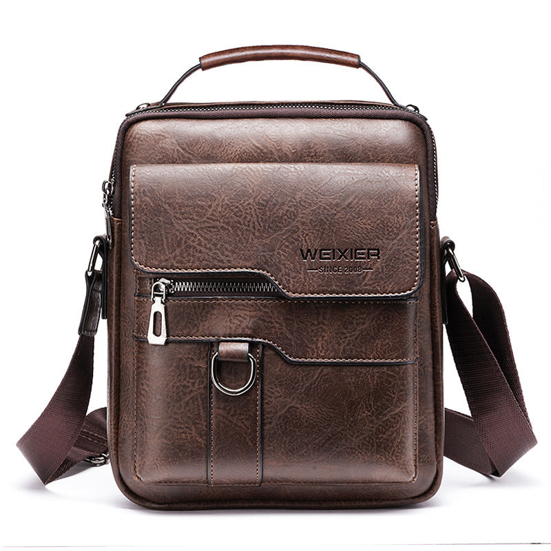 Men's PU Leather Messenger Bag - Retro Business Crossbody Bag