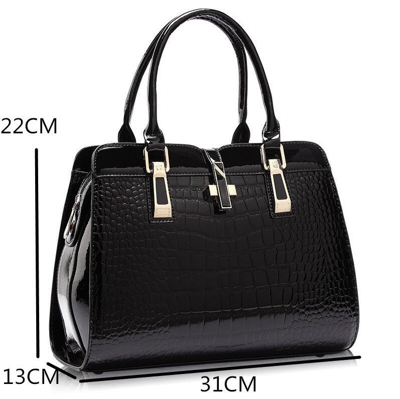 Women's Designer Handbag - Luxury Crocodile Pattern Tote Bag
