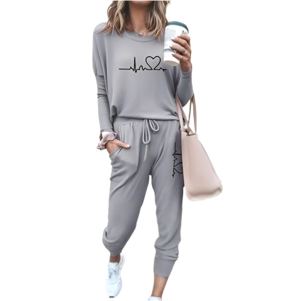 Women's Tracksuit Set - Long Sleeve Top & Drawstring Pants