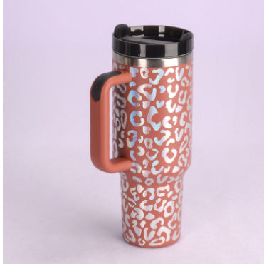 40 Oz Insulated Tumbler with Handle & Straw - Stainless Steel Travel Mug