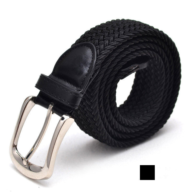 Unisex Braided Elastic Belt - Stretch Canvas Belt for Men & Women