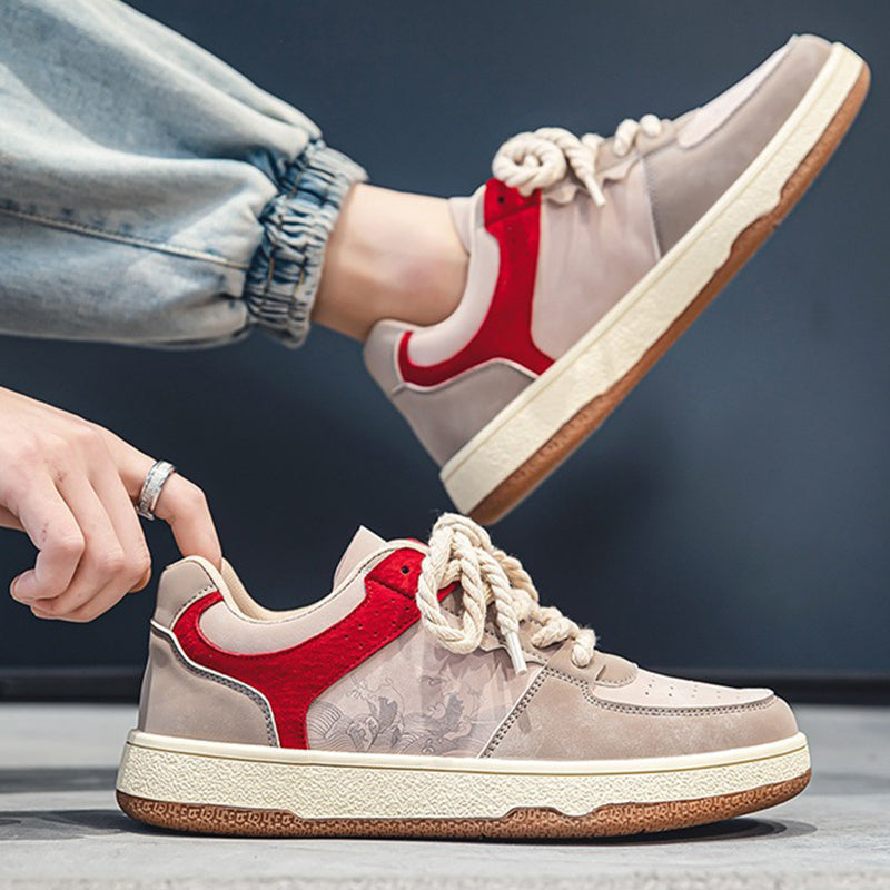 Men's Casual Lace-Up Sneakers - Comfortable Platform Walking Shoes