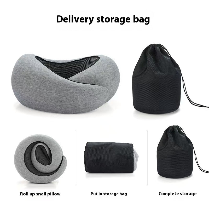 Memory Foam Travel Neck Pillow - U-Shape Adjustable Support for Airplane Car Office