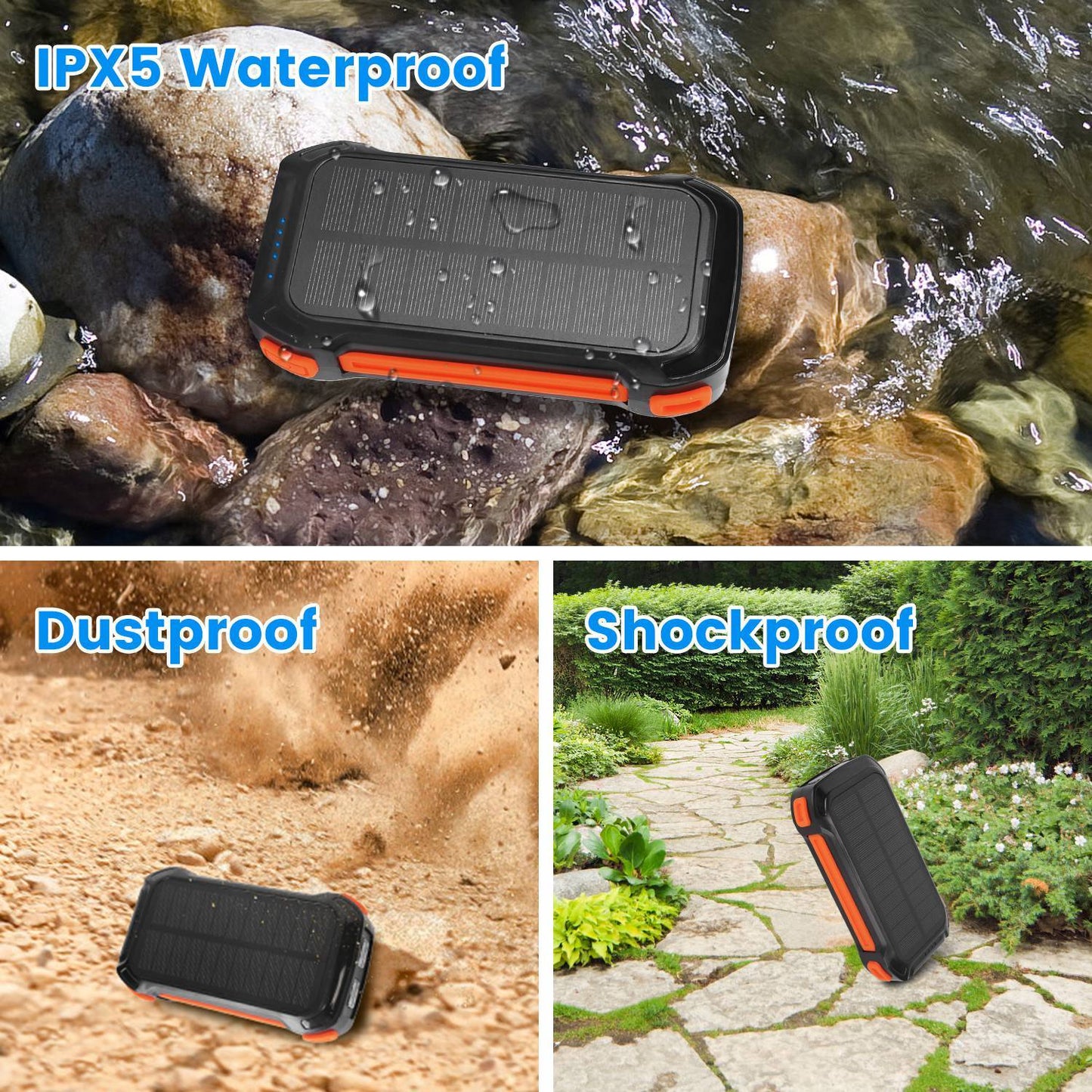 49800mAh Solar Power Bank - Portable Charger with Wireless Charging & LED Flashlight