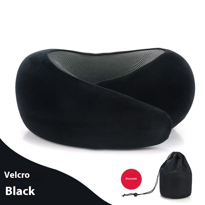 Memory Foam Travel Neck Pillow - U-Shape Adjustable Support for Airplane Car Office
