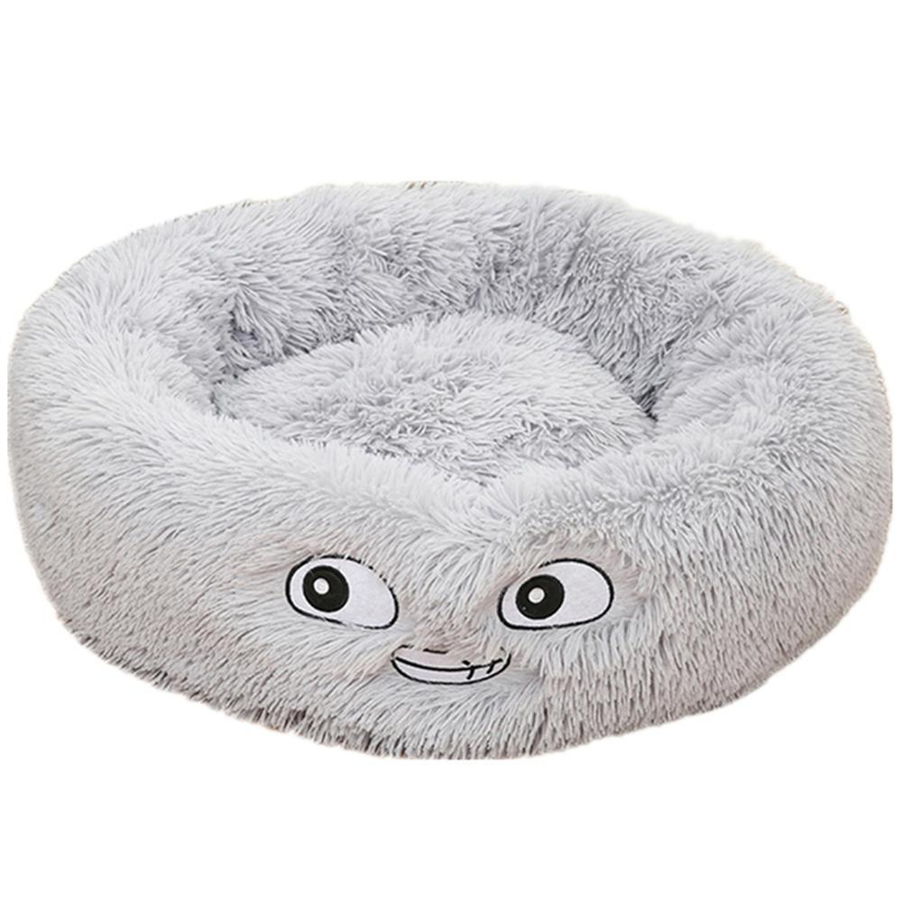Round Plush Dog Bed - Calming Pet Nest for Small Dogs & Cats