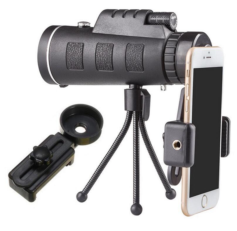 Monocular Telescope with Phone Clip & Tripod - Zoom Scope with Compass