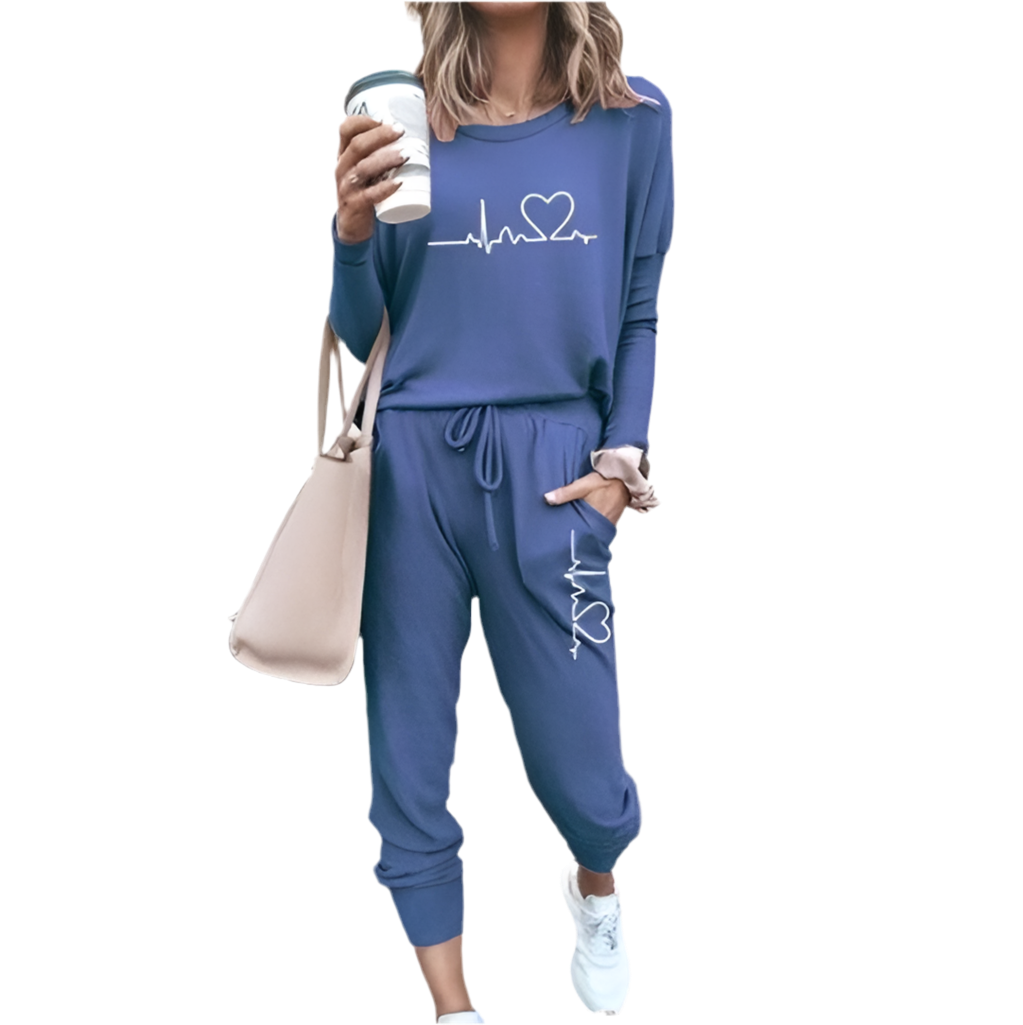 Women's Tracksuit Set - Long Sleeve Top & Drawstring Pants