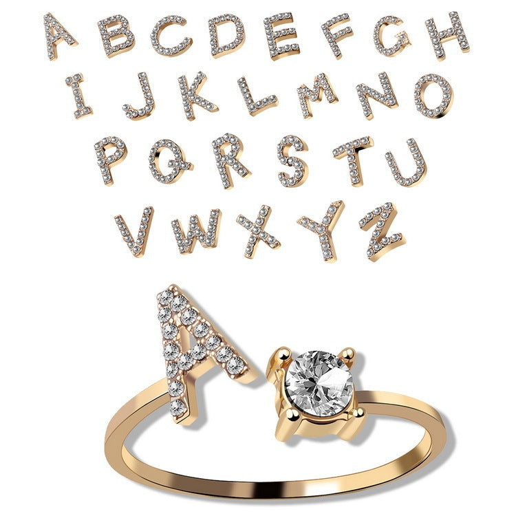 Adjustable Initial Letter Ring - 26 Letters Available