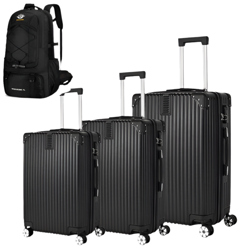 3-Piece Hard Shell Luggage Set - Travel Suitcase with 4-Wheel Rollers