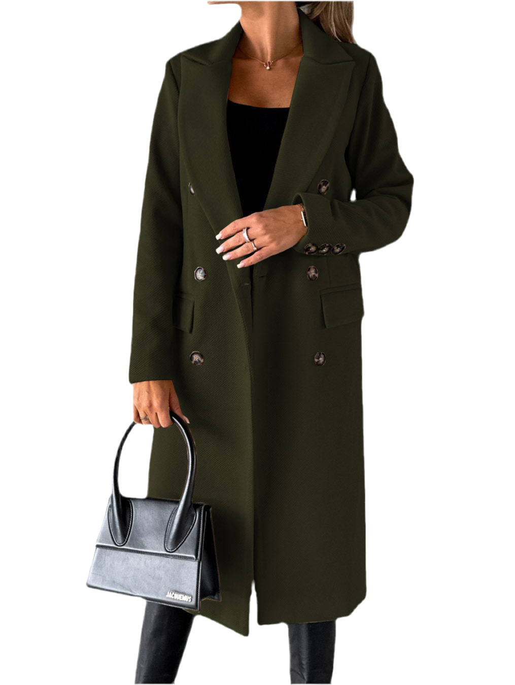 Double Breasted Lapel Coat Winter Slim Long Jacket