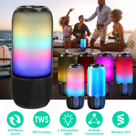 Wireless Portable Speaker with LED Color-Changing Lights - Bluetooth Stereo for Party & Travel