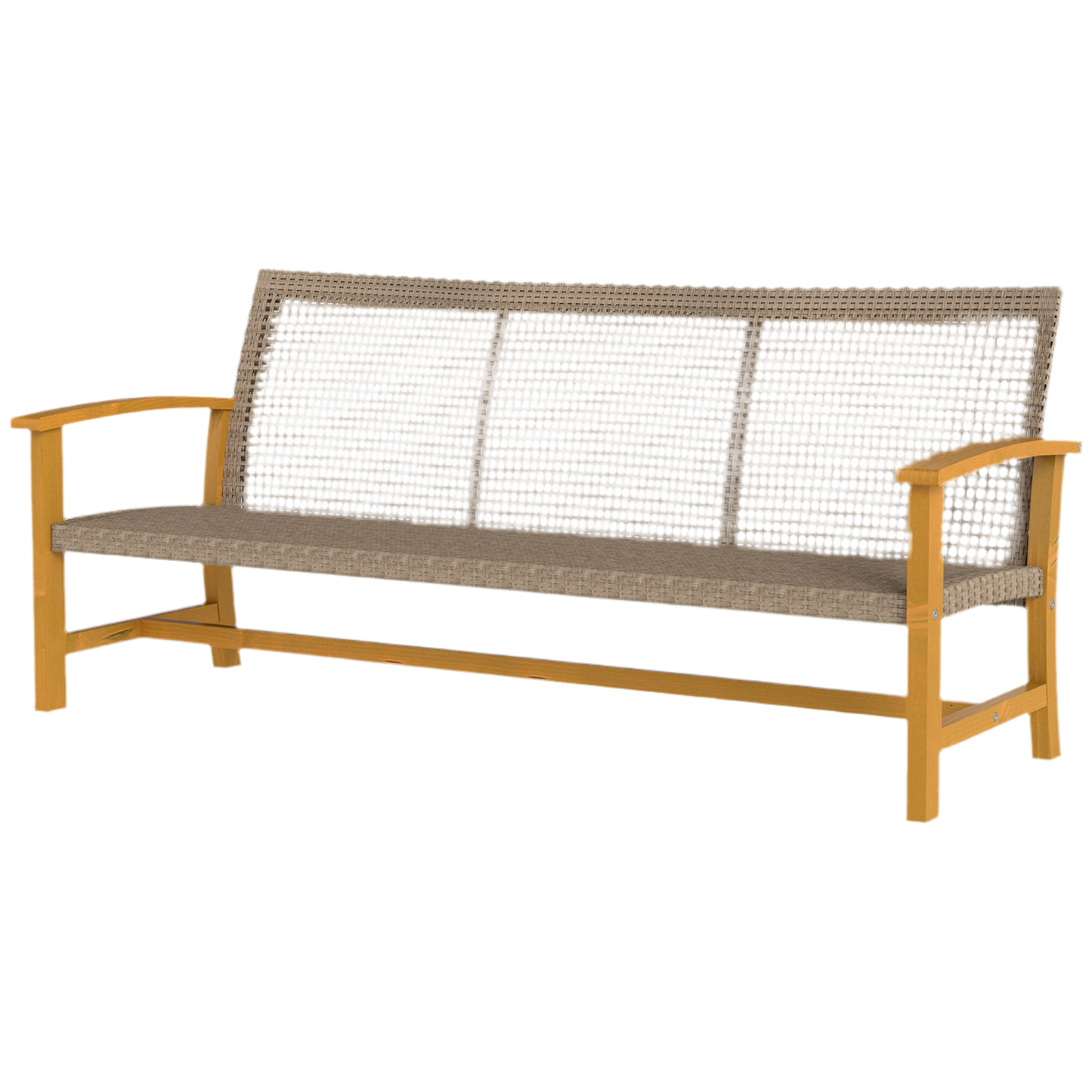 3-Seat Wicker Outdoor Patio Sofa - Teak