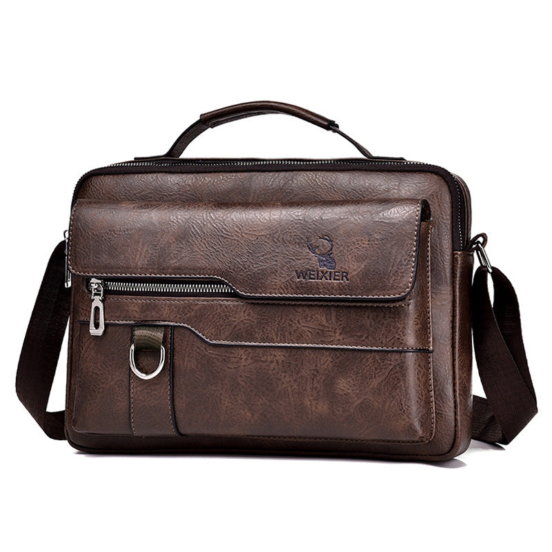 Men's PU Leather Messenger Bag - Retro Business Crossbody Bag