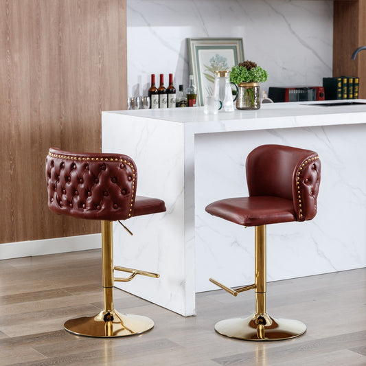 Adjustable Height Swivel Bar Stools - Modern PU Leather Counter Stools